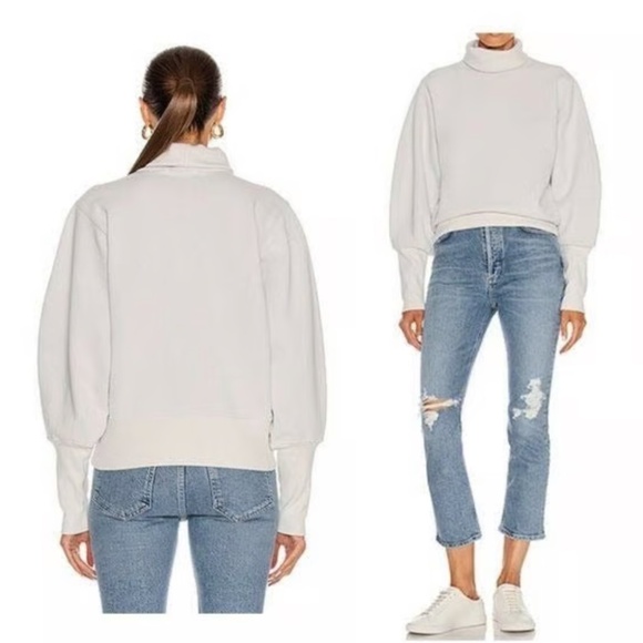 AGOLDE Extended Rib turtleneck Sweatshirt, light gray, Size XS - Picture 1 of 9